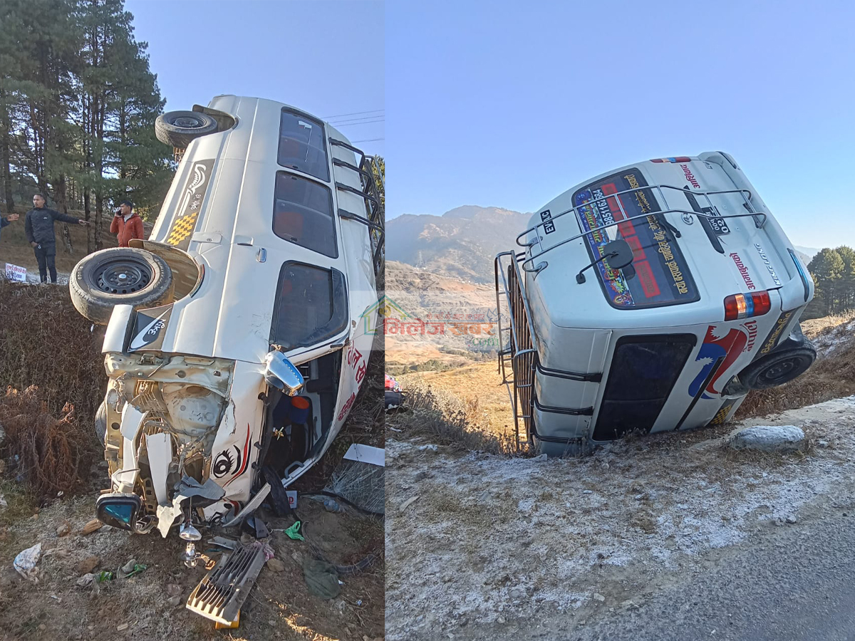 आहालडाँडामा ईभी गाडी दुर्घटना, ३ जना घाईते